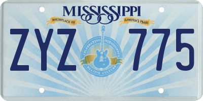 MS license plate ZYZ775