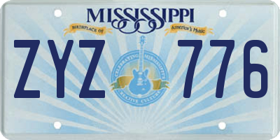MS license plate ZYZ776