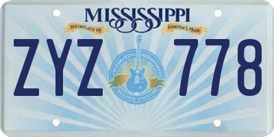 MS license plate ZYZ778