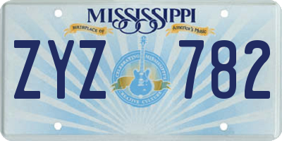 MS license plate ZYZ782
