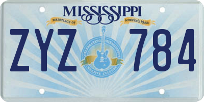 MS license plate ZYZ784