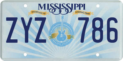 MS license plate ZYZ786