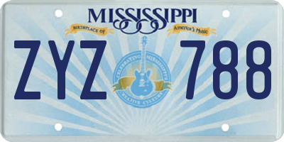 MS license plate ZYZ788