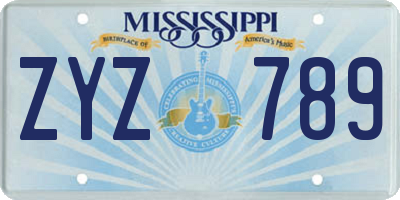 MS license plate ZYZ789