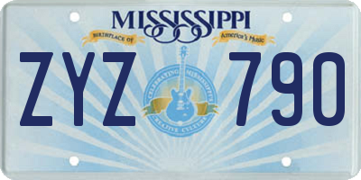 MS license plate ZYZ790