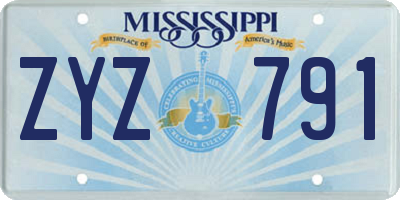 MS license plate ZYZ791