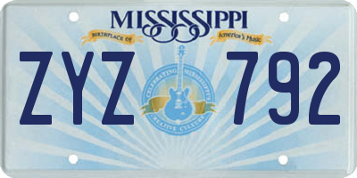 MS license plate ZYZ792
