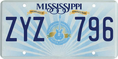 MS license plate ZYZ796