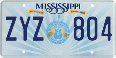 MS license plate ZYZ804