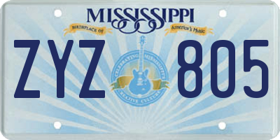 MS license plate ZYZ805
