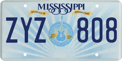 MS license plate ZYZ808