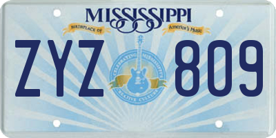 MS license plate ZYZ809