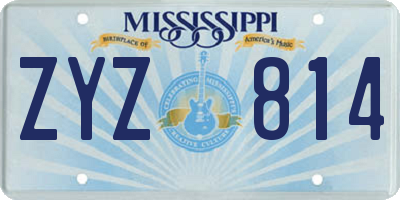 MS license plate ZYZ814