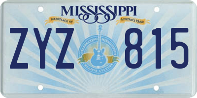 MS license plate ZYZ815