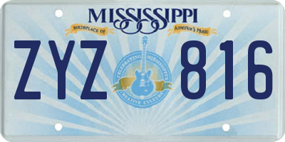 MS license plate ZYZ816