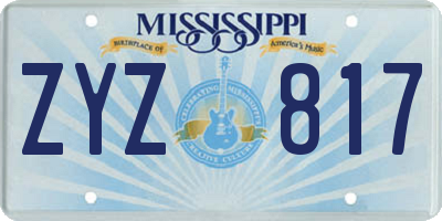 MS license plate ZYZ817