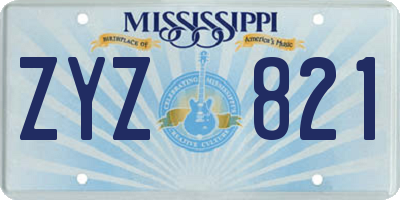 MS license plate ZYZ821