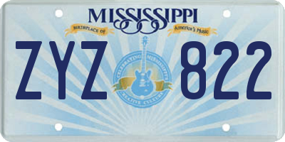 MS license plate ZYZ822