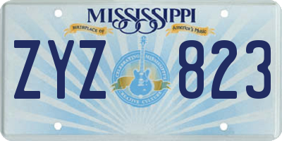MS license plate ZYZ823