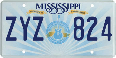 MS license plate ZYZ824