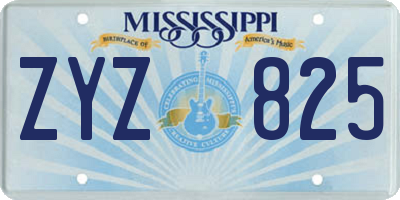 MS license plate ZYZ825