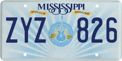 MS license plate ZYZ826