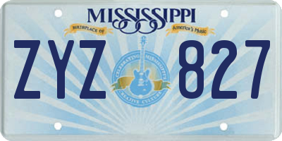 MS license plate ZYZ827