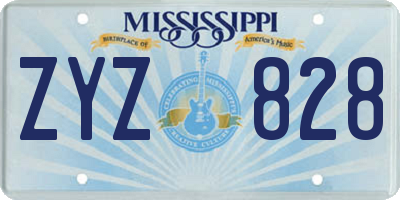 MS license plate ZYZ828