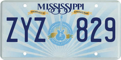 MS license plate ZYZ829