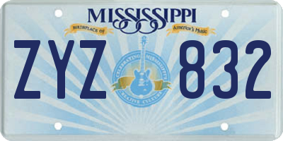 MS license plate ZYZ832