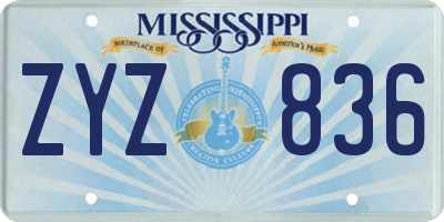 MS license plate ZYZ836