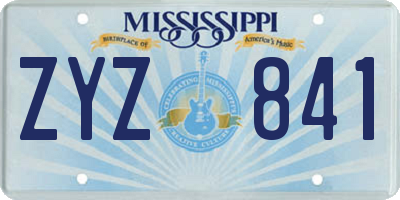 MS license plate ZYZ841