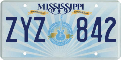 MS license plate ZYZ842