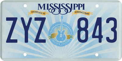 MS license plate ZYZ843