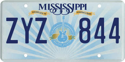 MS license plate ZYZ844
