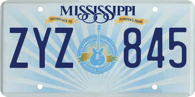 MS license plate ZYZ845