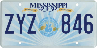 MS license plate ZYZ846
