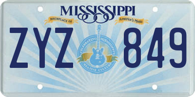 MS license plate ZYZ849