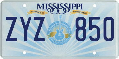 MS license plate ZYZ850