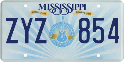 MS license plate ZYZ854