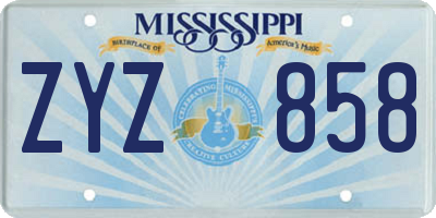 MS license plate ZYZ858