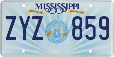 MS license plate ZYZ859