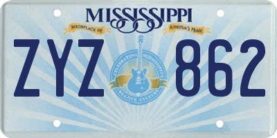 MS license plate ZYZ862