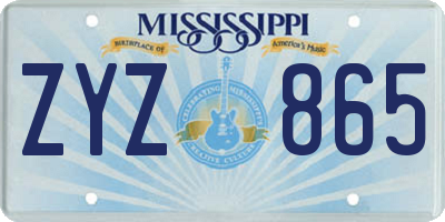 MS license plate ZYZ865