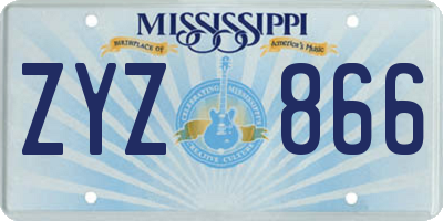 MS license plate ZYZ866