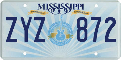 MS license plate ZYZ872