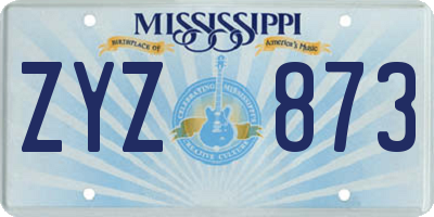 MS license plate ZYZ873