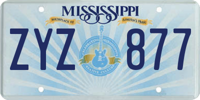 MS license plate ZYZ877