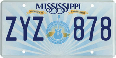 MS license plate ZYZ878