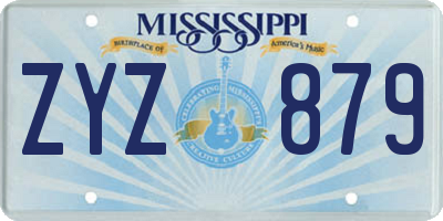 MS license plate ZYZ879
